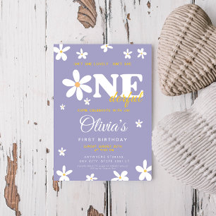 Paarse madeliefje, is ze niet ouderwets 1e verjaar kaart