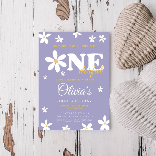 Paarse madeliefje, is ze niet ouderwets 1e verjaar kaart