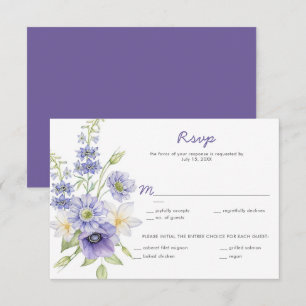 Paarse Madeliefjes, Anemonen, Rozen RSVP Kaartje