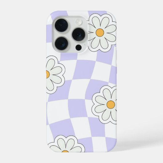 Paarse Madeliefjes Geruite Hoesje iPhone Hoesje (Achterkant)