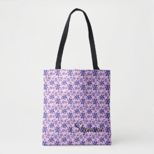 Paarse Madeliefjes met Roze Achtergrond Tote Bag