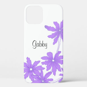 Paarse Madeliefjes op Wit Case-Mate iPhone Case