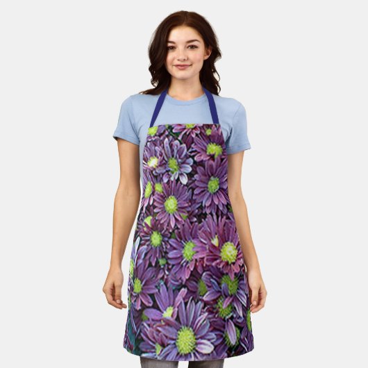 Paarse Madeliefjes Schort - Dames Bloemengave voor (Gedragen)