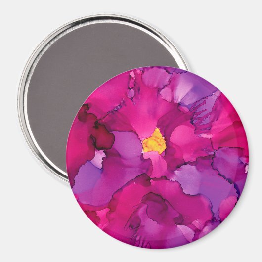 Paarse magenta Abstracte bloem Magneet (Voorkant / Achterkant)