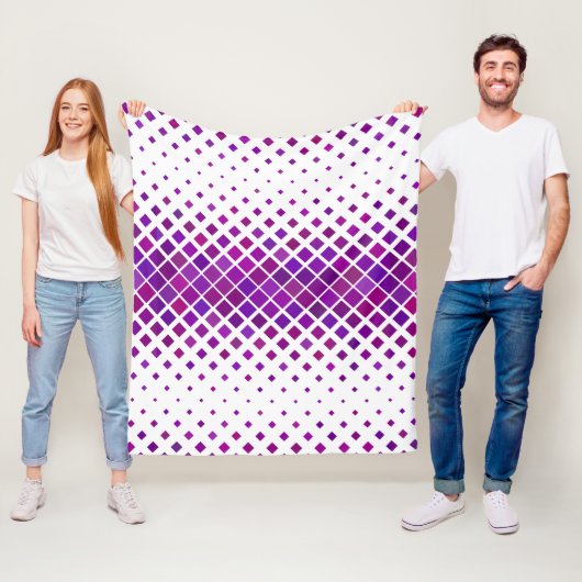Paarse magenta diamanten ontwerp fleece deken (In situ)