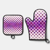 Paarse magenta diamanten ontwerp ovenwant & pannenlap set (Voorkant)
