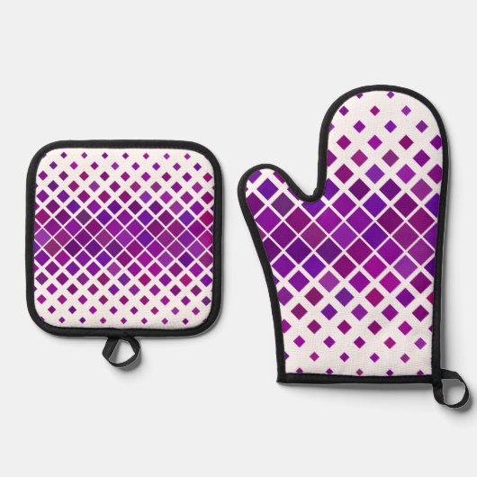 Paarse magenta diamanten ontwerp ovenwant & pannenlap set (Voorkant)