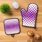 Paarse magenta diamanten ontwerp ovenwant & pannenlap set (Top down)