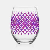 Paarse magenta diamanten ontwerp wijnglas zonder voet (Achterkant)