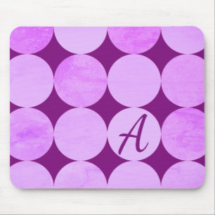 Paarse, magenta en roze cirkels monogram muismat
