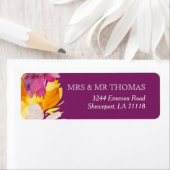 Paarse Magenta Gele Floral Return Address Label (Insitu)