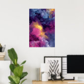 Paarse Magenta Goud Alcohol Inkt Nevelstroom Poster (Thuiskantoor)