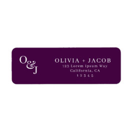 Paarse magenta stijlvol script Monogram bruiloft Etiket