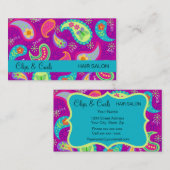 Paarse Magenta Turquoise Blue Modern Paisley Visitekaartje (Voorkant / Achterkant)