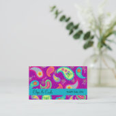 Paarse Magenta Turquoise Blue Modern Paisley Visitekaartje (Staand voorkant)