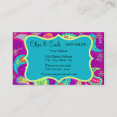 Paarse Magenta Turquoise Blue Modern Paisley Visitekaartje (Achterkant)