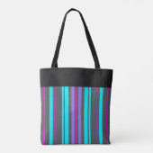 Paarse Magenta Turquoise Gray Stripes Tote Bag (Achterkant)