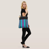 Paarse Magenta Turquoise Gray Stripes Tote Bag (Op model)