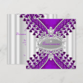 Paarse Magenta White Quinceanera Birthday Party Kaart (Voorkant / Achterkant)