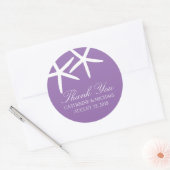 Paarse magere zeester bruiloft monogram ronde sticker (Envelop)
