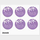 Paarse magere zeester bruiloft monogram ronde sticker (Vel)