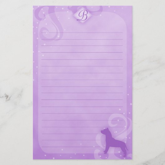 Paarse Magic American Pit Bull Terrier Stationery Briefpapier (Voorkant)