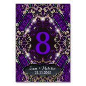 Paarse Magic Gold Sparkle Tafelnummer Kaart (Achterkant)