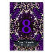 Paarse Magic Gold Sparkle Tafelnummer Kaart (Voorkant)