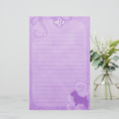 Paarse Magic Norwich Terrier Stationery Briefpapier (Staand voorkant)