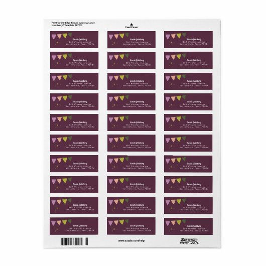 Paarse Magic Show Return Address Labels (Full Sheet)