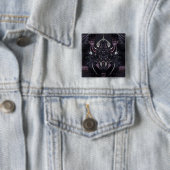 Paarse Magie Vierkante Button 5,1 Cm (In situ)