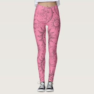Paarse Magie Vintage Hemelzonne Maansterren Leggings
