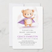 Paarse Magische Beer Baby shower Uitnodiging voor (Voorkant)