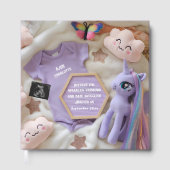 Paarse Magische Eenhoorn Baby fotoboek aandenken Gastenboek (Voorkant)