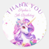 Paarse Magische Eenhoorn Verjaardag Sticker (Voorkant)