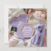 Paarse magische eenhoorn zwangerschapsaankondiging kaart (Voorkant)