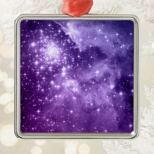 Paarse Magische Sterren Hemelse Ruimte Foto Metalen Ornament