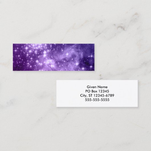 Paarse magische sterren mini visitekaartje (Voorkant / Achterkant)