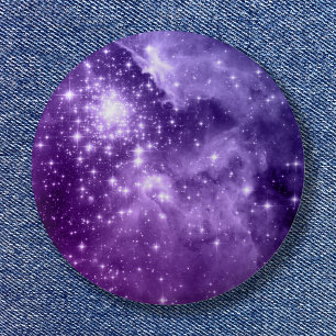 Paarse magische sterren ronde button 5,7 cm