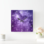 Paarse magische sterren vierkante klok (Huis)
