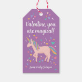 Paarse Magische Unicorn Kinder Classroom Valentijn Cadeaulabel (Voorkant)