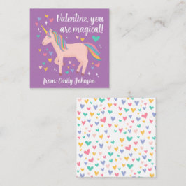 Paarse Magische Unicorn Kinder Classroom Valentijn Notitiekaartje