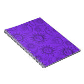 Paarse Magische Vintage Celestial Sun Moon Stars Notitieboek (Rechterzijde)