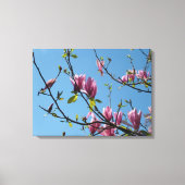 paarse magnolia - bloemen in de blauwe lucht canvas afdruk (Voorkant)