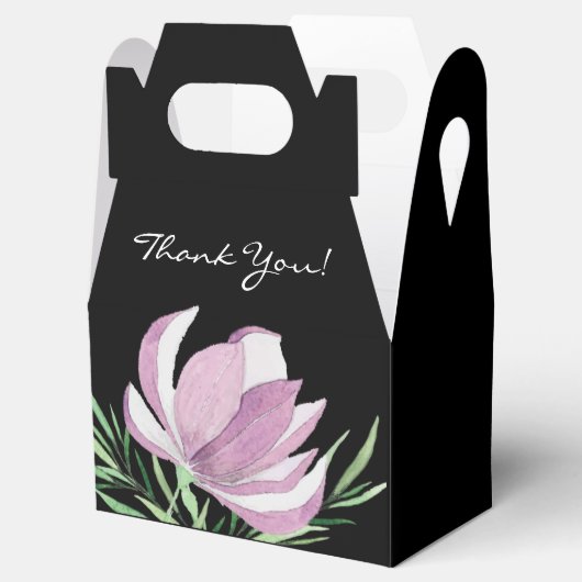 Paarse Magnolia Bloemen Waterverf Botanisch Bedankdoosjes (Geopend)