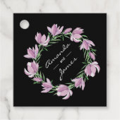 Paarse Magnolia Floral Waterverf Bedankjes Labels (Voorkant)