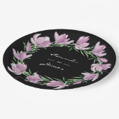Paarse Magnolia Floral Wreator Waterverf Papieren Bordje (Gekanteld)