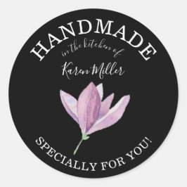 Paarse Magnolia HANDMADE voor jou inmaakgeschenken Ronde Sticker