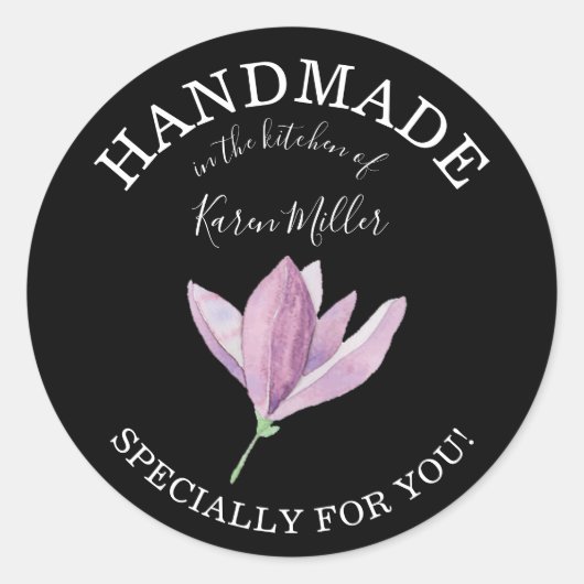 Paarse Magnolia HANDMADE voor jou inmaakgeschenken Ronde Sticker (Voorkant)