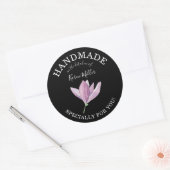 Paarse Magnolia HANDMADE voor jou inmaakgeschenken Ronde Sticker (Envelop)